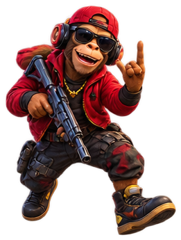 Bongo the monkey, armed and ready