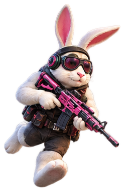 Hoppy the rabbit, armed and ready